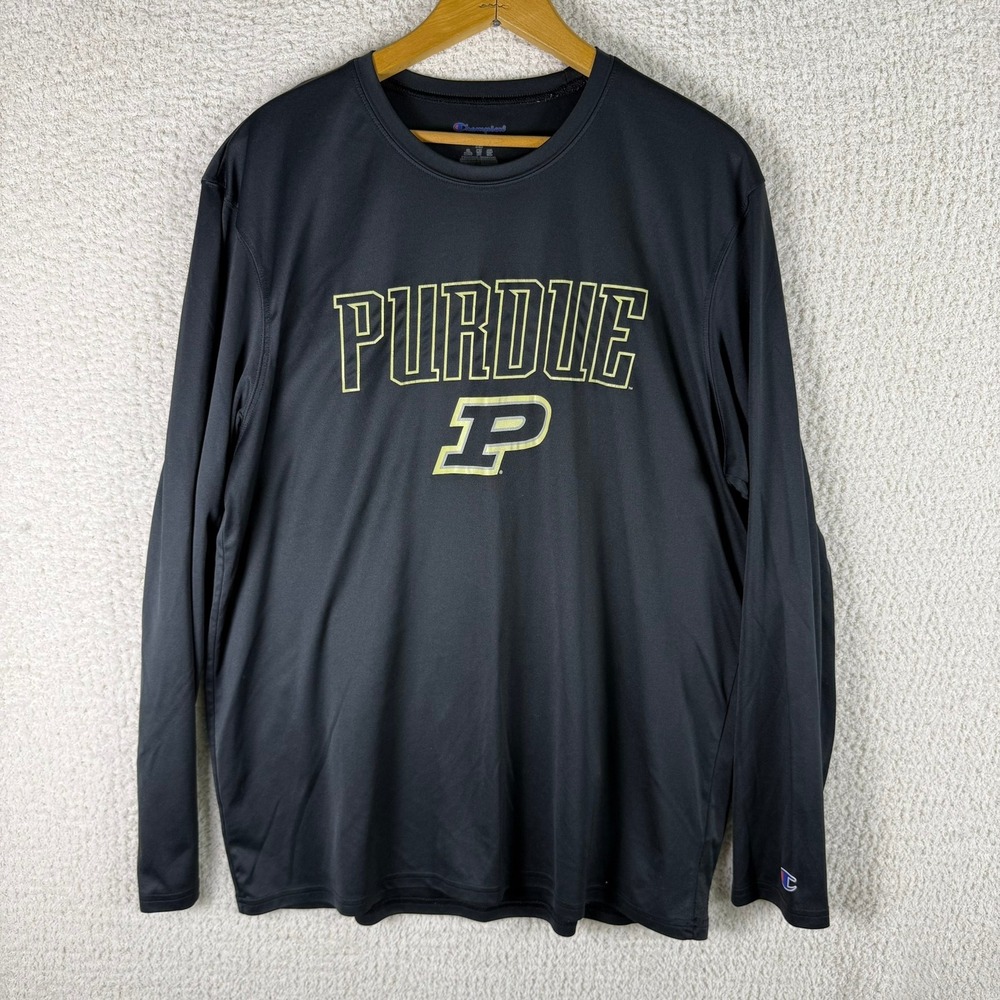 Champion Purdue Boilermakers Long Sleeve‎ Shirt Mens 2XL Black Gold